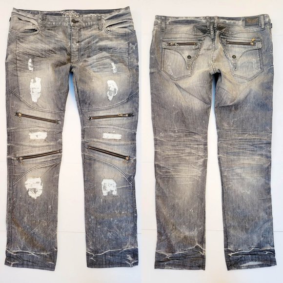 New Men's ROBIN'S JEAN sz 40 Zipper Flaps Slim Straight Jeans